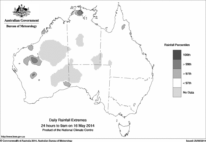 Australian daily rainfall extreme area maps
