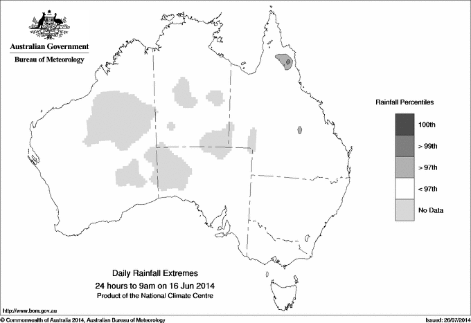 Australian daily rainfall extreme area maps