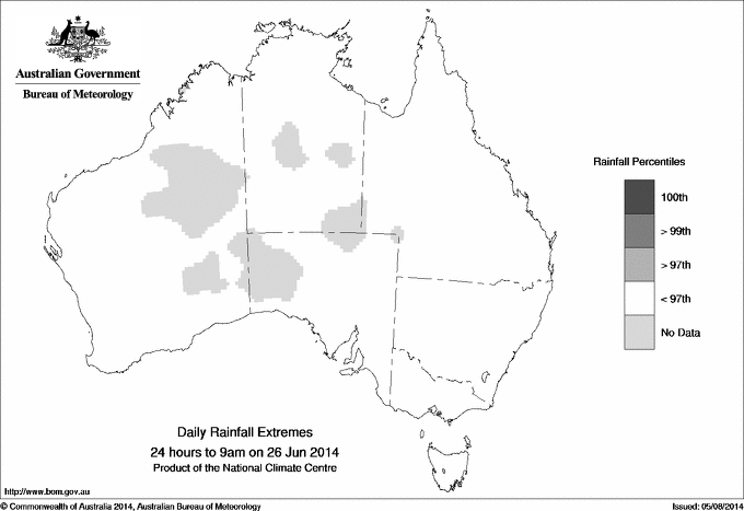Australian daily rainfall extreme area maps
