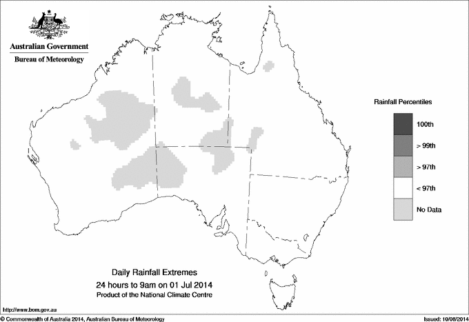 Australian daily rainfall extreme area maps