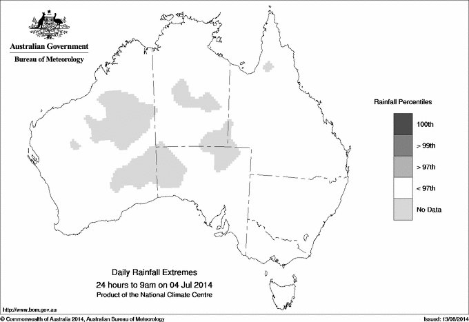 Australian daily rainfall extreme area maps
