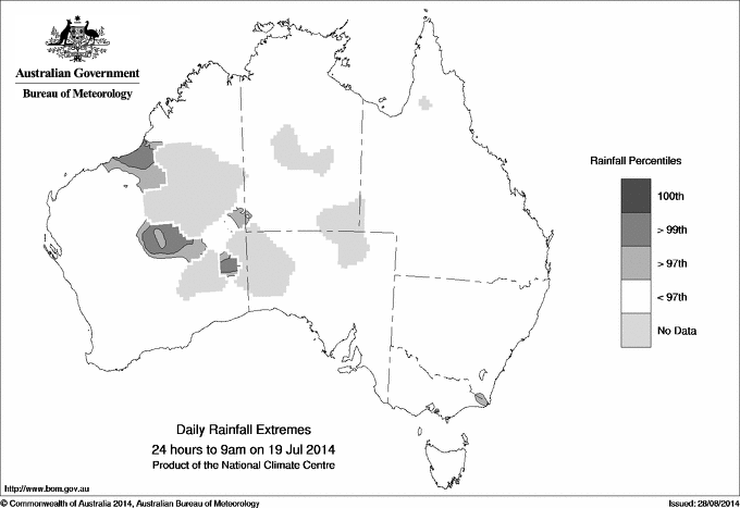 Australian daily rainfall extreme area maps