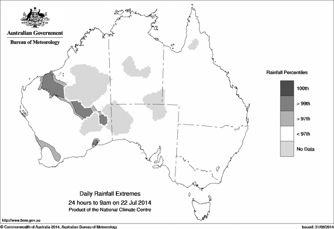 Australian daily rainfall extreme area maps