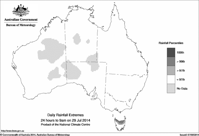 Australian daily rainfall extreme area maps