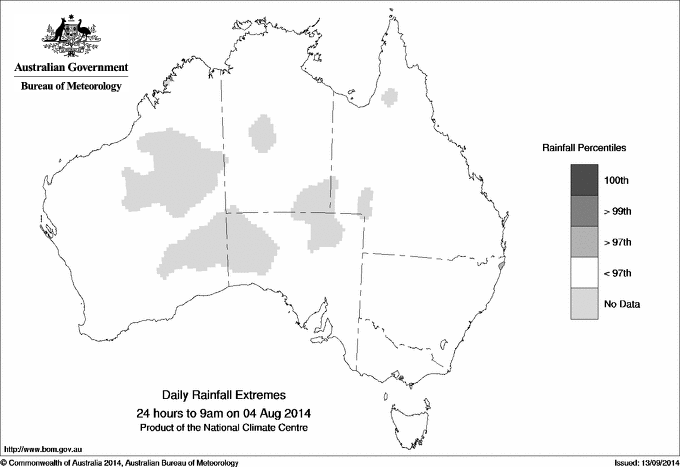 Australian daily rainfall extreme area maps