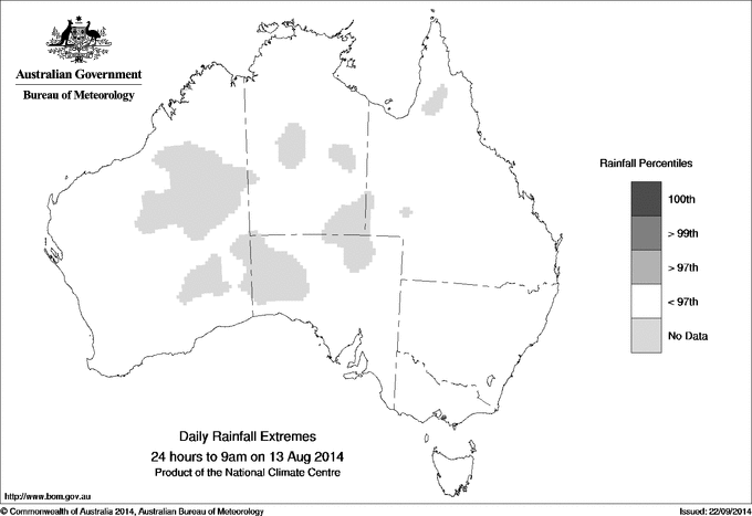 Australian daily rainfall extreme area maps