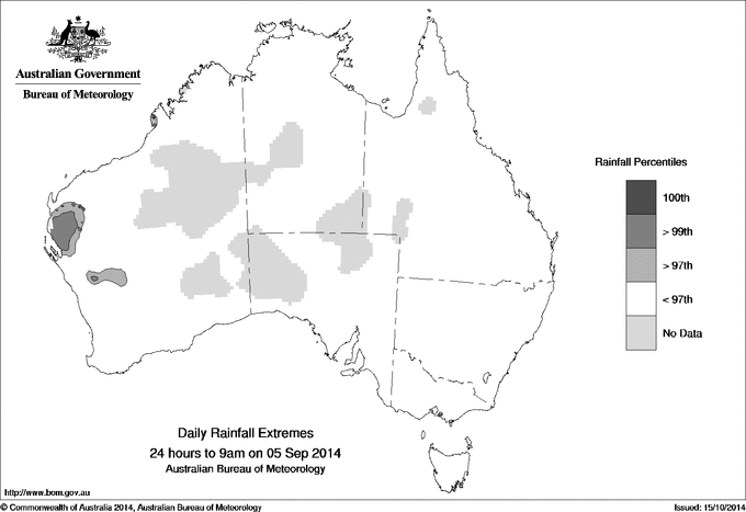 Australian daily rainfall extreme area maps