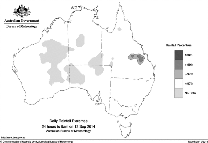 Australian daily rainfall extreme area maps
