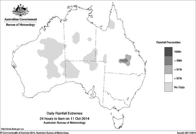 Australian daily rainfall extreme area maps