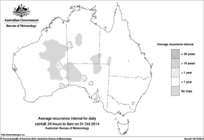 Australian daily rainfall average recurrence interval maps
