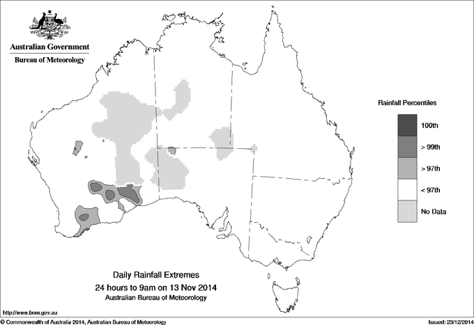 Australian daily rainfall extreme area maps