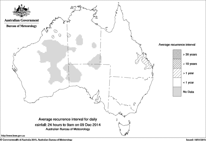 Australian daily rainfall average recurrence interval maps