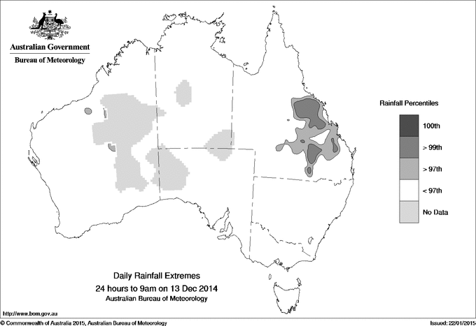 Australian daily rainfall extreme area maps