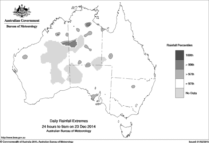 Australian daily rainfall extreme area maps