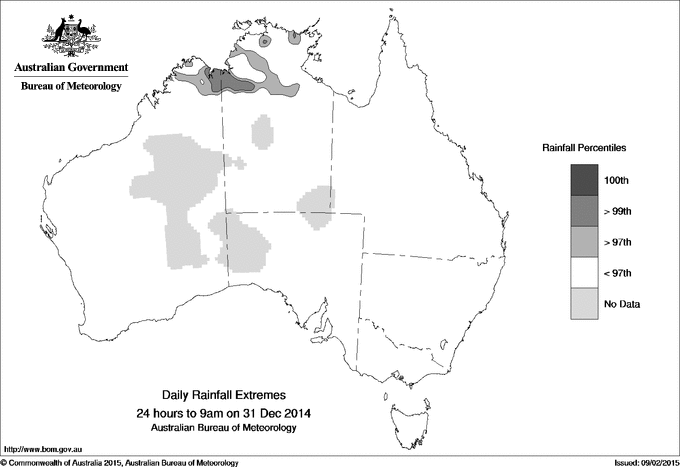 Australian daily rainfall extreme area maps