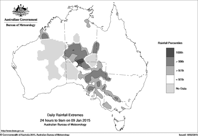 Australian daily rainfall extreme area maps
