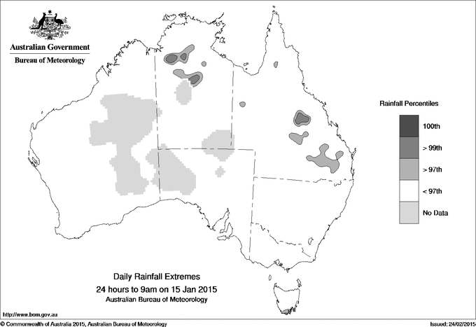 Australian daily rainfall extreme area maps