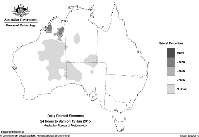Australian daily rainfall extreme area maps