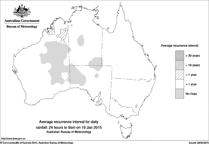 Australian daily rainfall average recurrence interval maps