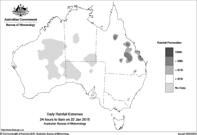 Australian daily rainfall extreme area maps