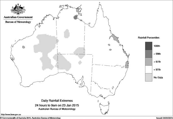 Australian daily rainfall extreme area maps