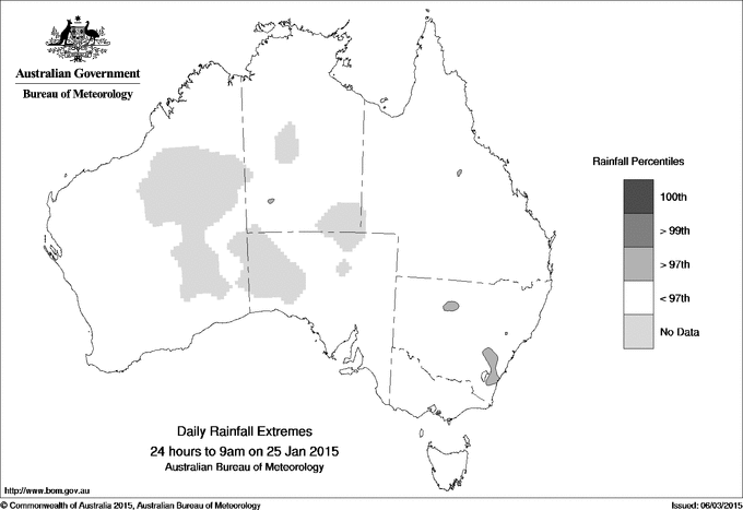 Australian daily rainfall extreme area maps