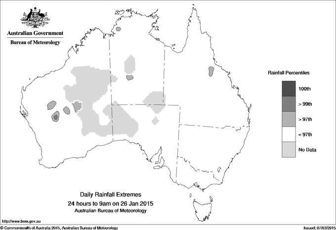 Australian daily rainfall extreme area maps