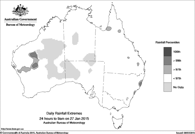 Australian daily rainfall extreme area maps