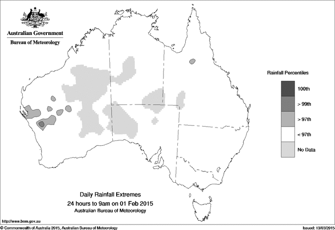 Australian daily rainfall extreme area maps