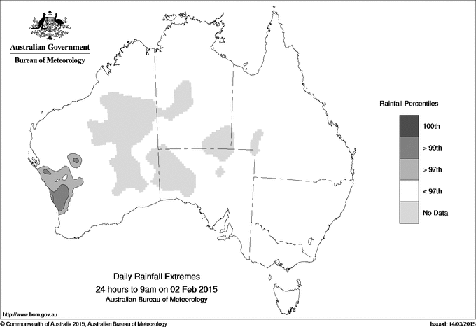 Australian daily rainfall extreme area maps