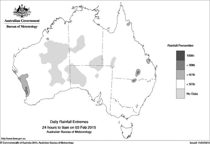 Australian daily rainfall extreme area maps