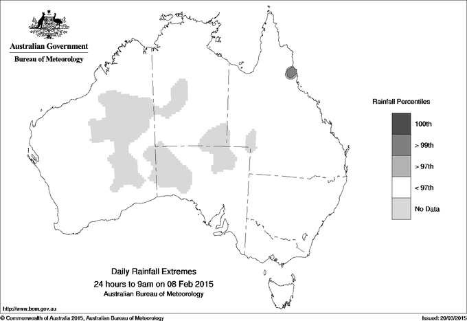 Australian daily rainfall extreme area maps