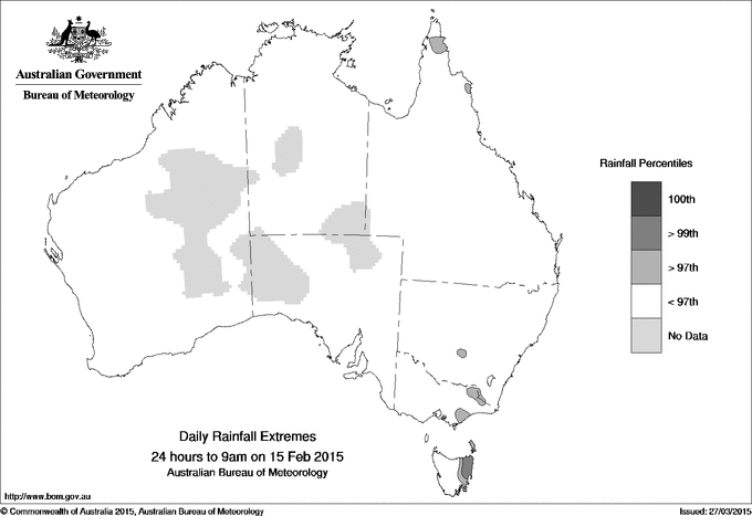 Australian daily rainfall extreme area maps