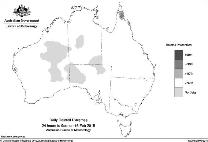 Australian daily rainfall extreme area maps