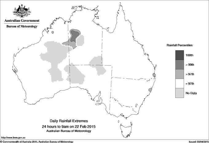 Australian daily rainfall extreme area maps