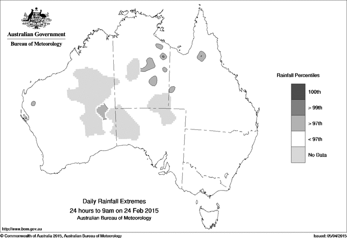 Australian daily rainfall extreme area maps