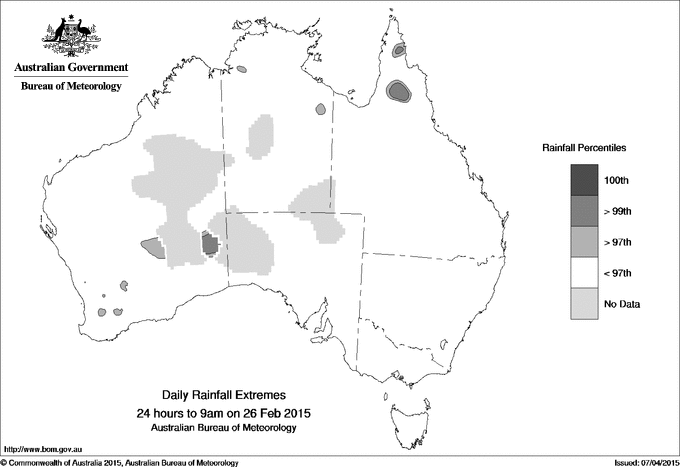 Australian daily rainfall extreme area maps
