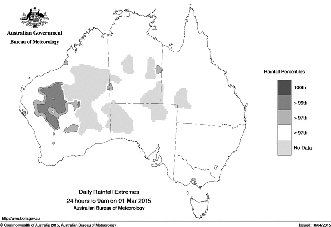 Australian daily rainfall extreme area maps