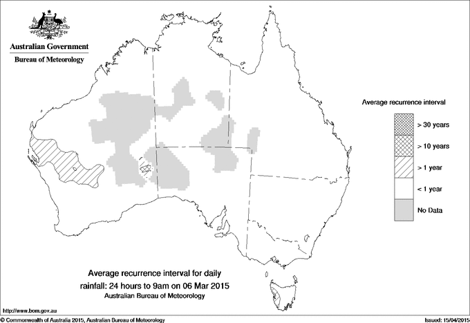 Australian daily rainfall average recurrence interval maps