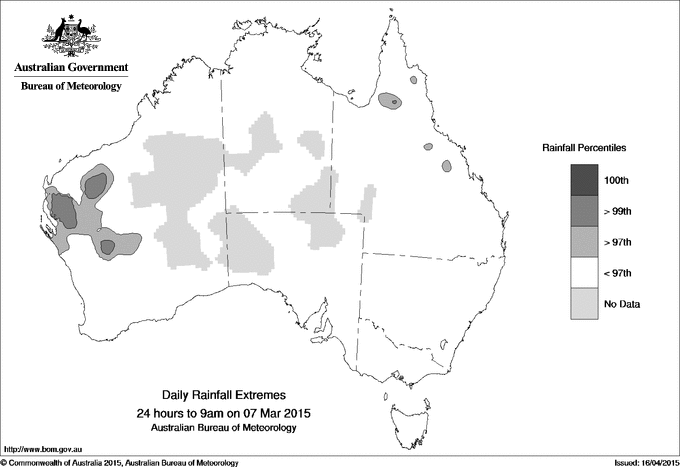 Australian daily rainfall extreme area maps