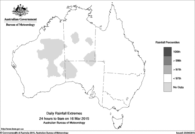 Australian daily rainfall extreme area maps