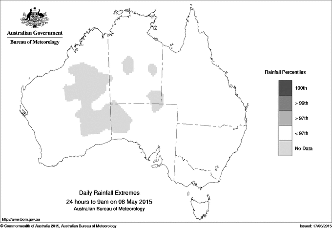 Australian daily rainfall extreme area maps
