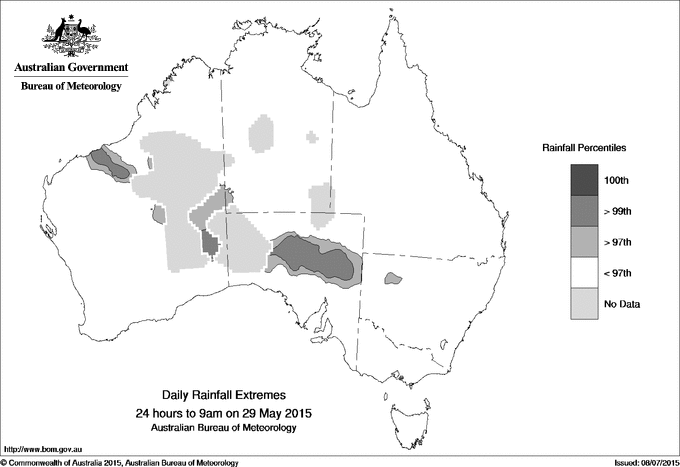 Australian daily rainfall extreme area maps