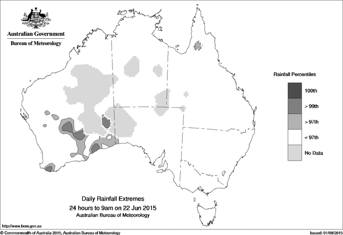 Australian daily rainfall extreme area maps