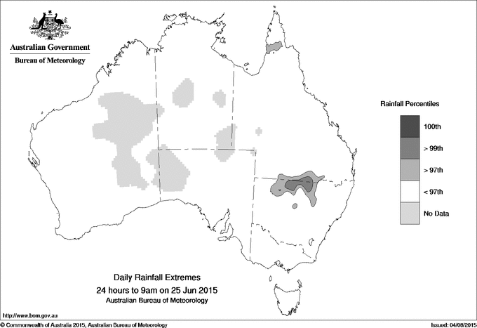 Australian daily rainfall extreme area maps
