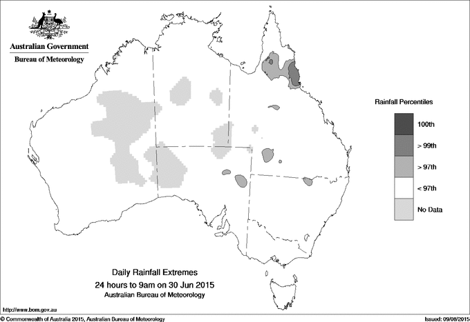 Australian daily rainfall extreme area maps
