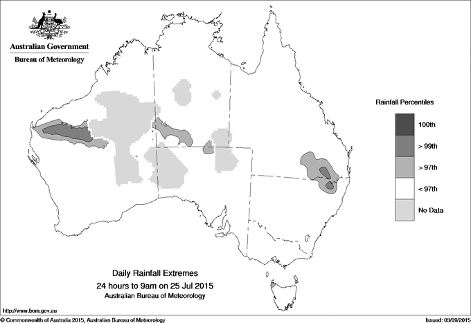 Australian daily rainfall extreme area maps