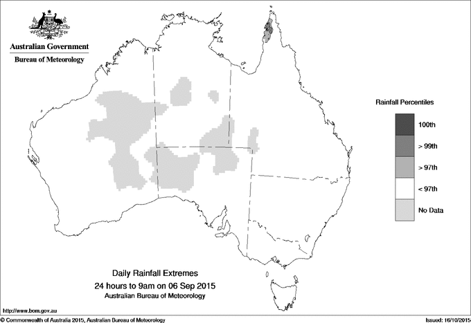 Australian daily rainfall extreme area maps