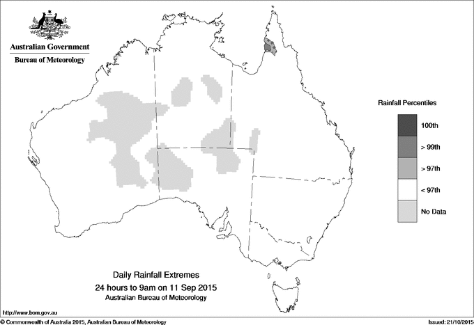 Australian daily rainfall extreme area maps