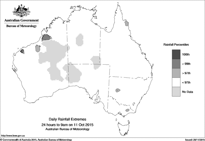 Australian daily rainfall extreme area maps